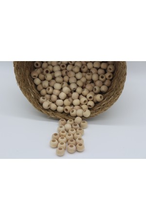 10 mm  Ham İşlenmemiş Ahşap Tahta Boncuk - Makrome Boncuğu