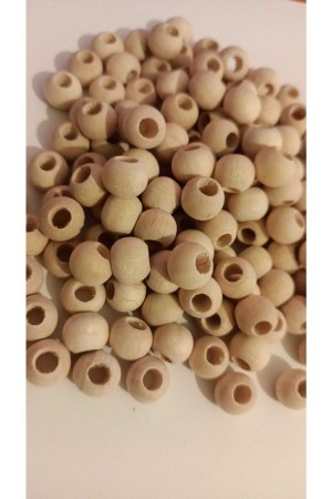 100 Gram 10 mm Yuvarlak İşlenmemiş Ham Ahşap Boncuk - Ortalama 250 - 300 Adet