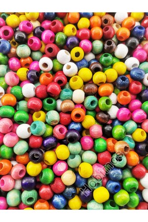 250 Adet 10 mm Karışık Renkli Ahşap Boncuk - Takı - Aksesuar - Makrome Boncuk