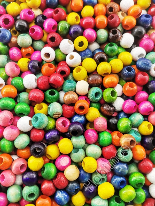 250 Adet 10 mm Karışık Renkli Ahşap Boncuk - Takı - Aksesuar - Makrome Boncuk
