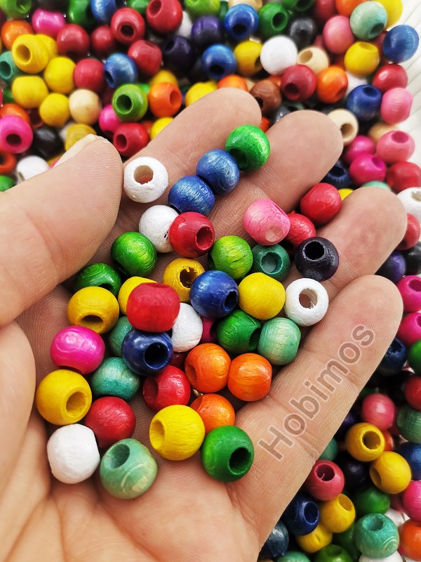 250 Adet 10 mm Karışık Renkli Ahşap Boncuk - Takı - Aksesuar - Makrome Boncuk