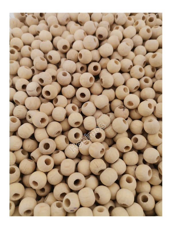 250 Adet 8 mm Ham Ahşap Tahta Yuvarlak Doğal Boncuk