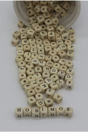 100 Adet Karışık Ahşap Harf Boncuk - Emzik Zinciri Harf Boncuk - Amigurumi Harf
