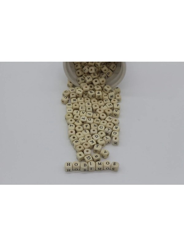 100 Adet Karışık Ahşap Harf Boncuk - Emzik Zinciri Harf Boncuk - Amigurumi Harf