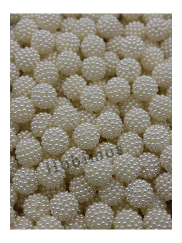 500 Adet Krem Renk 14 mm Geçmeli Böğürtlen İnci Boncuk - Takı, Çanta Yapım Boncuğu 500 Adet Krem Renk 14 mm Geçmeli Böğürtlen İnci Boncuk - Takı, Çanta Yapım Boncuğu