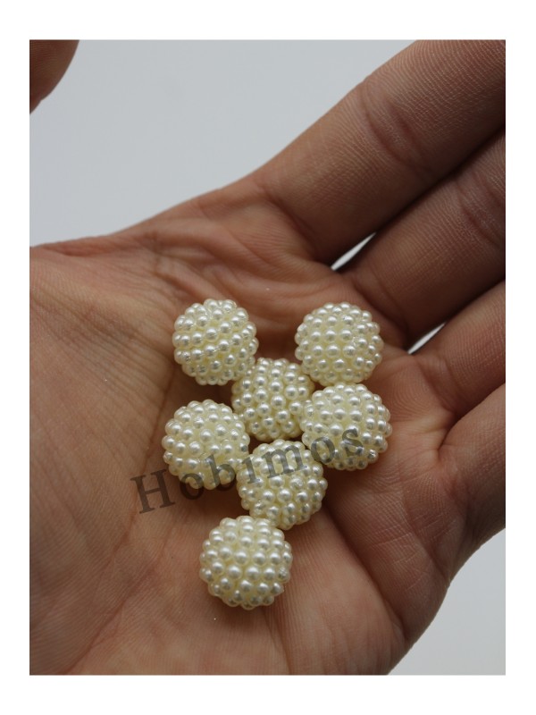 500 Adet Krem Renk 14 mm Geçmeli Böğürtlen İnci Boncuk - Takı, Çanta Yapım Boncuğu 500 Adet Krem Renk 14 mm Geçmeli Böğürtlen İnci Boncuk - Takı, Çanta Yapım Boncuğu