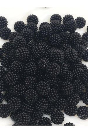 500 Adet Siyah Renk 14 mm Geçmeli Böğürtlen İnci Boncuk - Takı, Çanta Yapım Boncuğu