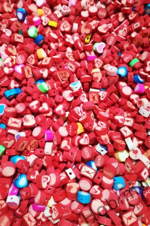 100 Adet Aşk Temalı Karışık Fimo Takı ve Aksesuar Yapım Boncuğu