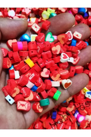 100 Adet Aşk Temalı Karışık Fimo Takı ve Aksesuar Yapım Boncuğu