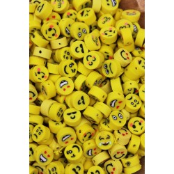 50 Adet Karışık Emoji Model, Sarı Surat Yüz İfadeleri Boncuk