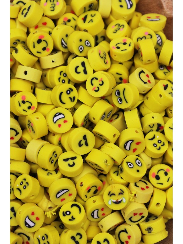 50 Adet Karışık Emoji Model, Sarı Surat Yüz İfadeleri Boncuk