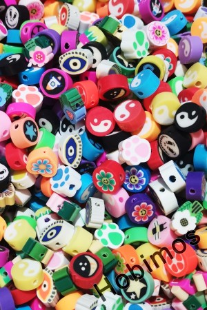 100 Adet Karışık Şekiller Fimo Takı Yapım Boncuğu