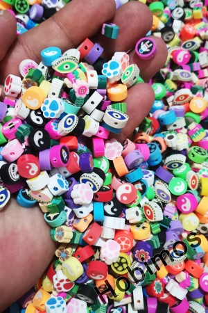 100 Adet Karışık Şekiller Fimo Takı Yapım Boncuğu