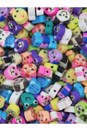 50 Adet Fimo Karışık Hayvan Figür Boncuk, Takı Yapım Boncuğu