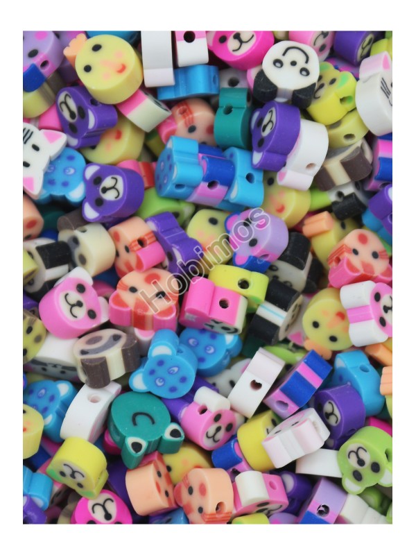 50 Adet Fimo Karışık Hayvan Figür Boncuk, Takı Yapım Boncuğu