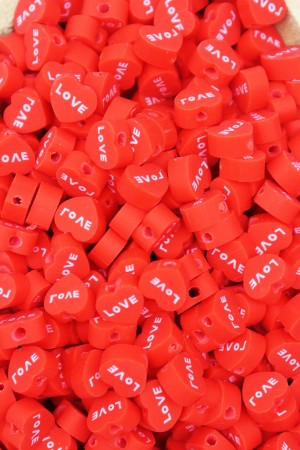 50 Adet Kırmızı Love Yazılı Fimo Boncuk, Takı Yapım Boncuğu 50 Adet Kırmızı Love Yazılı Fimo Boncuk, Takı Yapım Boncuğu