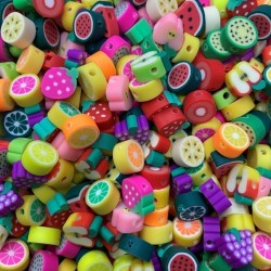 Fimo Karışık Meyve Figür Boncuk, Takı Yapım Boncuğu