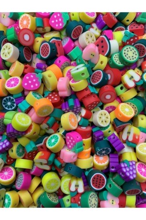 100 Adet Fimo Karışık Meyve Figür Boncuk, Takı Yapım Boncuğu