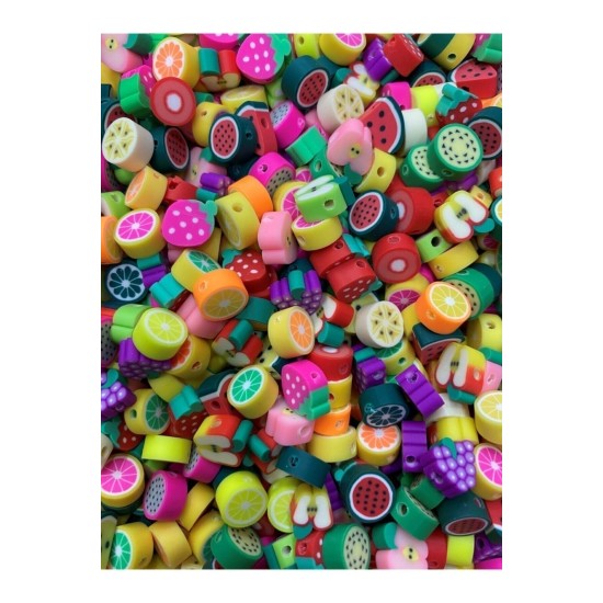 50 Adet Fimo Karışık Meyve Figür Boncuk, Takı Yapım Boncuğu