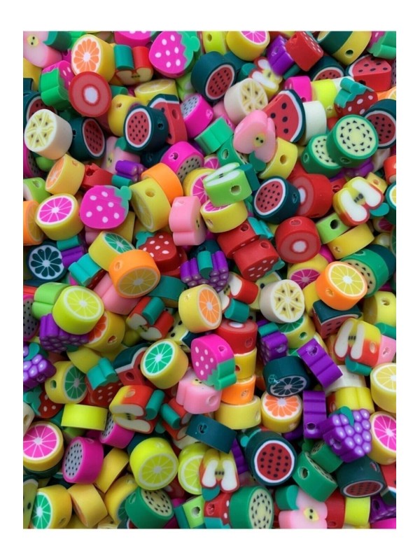100 Adet Fimo Karışık Meyve Figür Boncuk, Takı Yapım Boncuğu