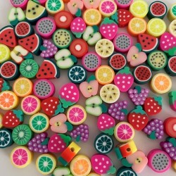 Fimo Karışık Meyve Figür Boncuk, Takı Yapım Boncuğu