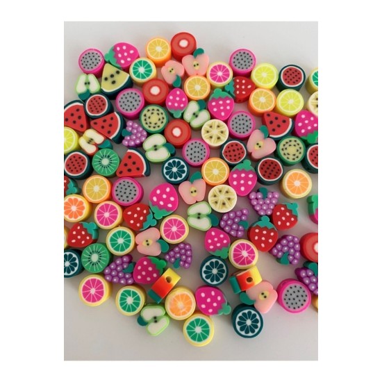 50 Adet Fimo Karışık Meyve Figür Boncuk, Takı Yapım Boncuğu
