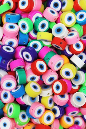 50 Adet Renkli Nazar Fimo Boncuk, Takı Yapım Boncuğu 50 Adet Renkli Nazar Fimo Boncuk, Takı Yapım Boncuğu