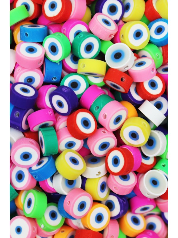 50 Adet Renkli Nazar Fimo Boncuk, Takı Yapım Boncuğu