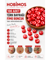 100 Adet Türk Bayrağı Modelli Fimo Boncuk, Takı Yapım Boncuğu