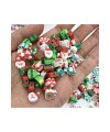 25 Adet 10 mm Yılbaşı Figürlü Polimer Kil Fimo Boncuk Noel Temalı Boncuk