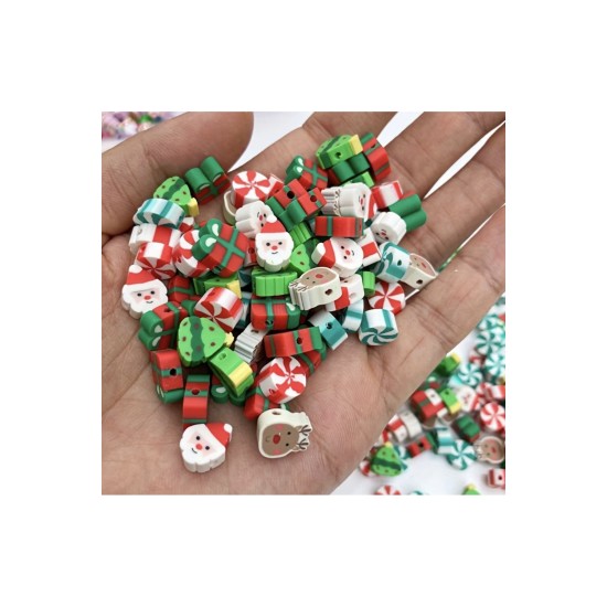 25 Adet 10 mm Yılbaşı Figürlü Polimer Kil Fimo Boncuk Noel Temalı Boncuk 25 Adet 10 mm Yılbaşı Figürlü Polimer Kil Fimo Boncuk Noel Temalı Boncuk