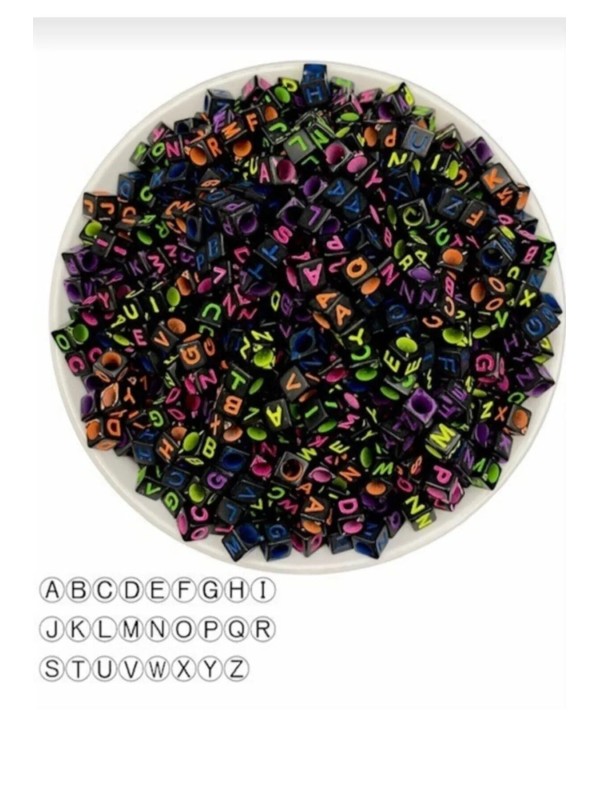 500 Gram Siyah Üzeri Renkli Küp Harf Boncuk - Zar Harf Boncuk 3200 Adet 500 Gram Siyah Üzeri Renkli Küp Harf Boncuk - Zar Harf Boncuk 3200 Adet
