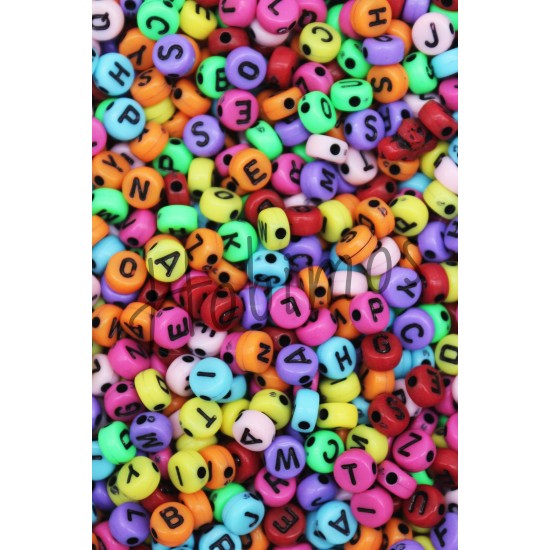 1000gr 4x7mm Renkli Zemin Üzeri Siyah Yazılı Yassı Harf Boncuk - Toptan Boncuk 1000gr 4x7mm Renkli Zemin Üzeri Siyah Yazılı Yassı Harf Boncuk - Toptan Boncuk