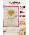 500 Gram 10 mm Beyaz Renk Plastik İnci Boncuk - Çanta ve Takı Boncuğu