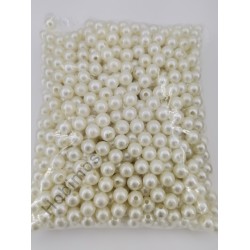 500 Gram 10 mm Krem Renk Plastik İnci Boncuk - Çanta ve Takı Boncuğu