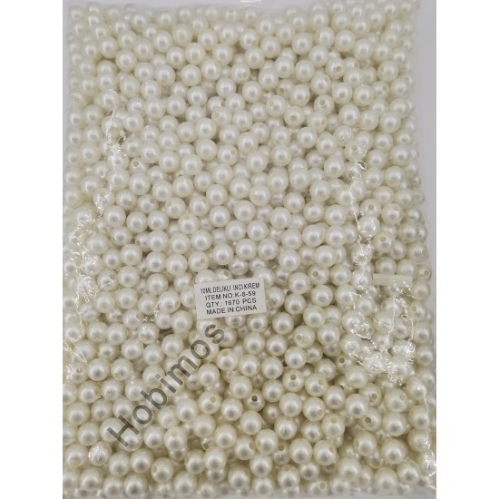 500 Gram 10 mm Krem Renk Plastik İnci Boncuk - Çanta ve Takı Boncuğu 500 Gram 10 mm Krem Renk Plastik İnci Boncuk - Çanta ve Takı Boncuğu