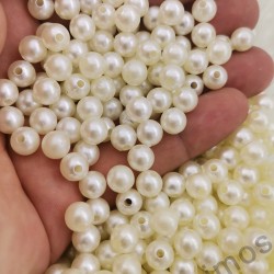 100 Gram 8 mm Krem Plastik İnci - Yaklaşık 350 Adet Plastik İnci
