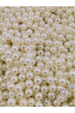 100 Gram 8 mm Krem Plastik İnci - Yaklaşık 350 Adet Plastik İnci