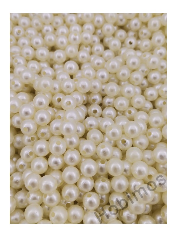 100 Gram 8 mm Krem Plastik İnci - Yaklaşık 350 Adet Plastik İnci