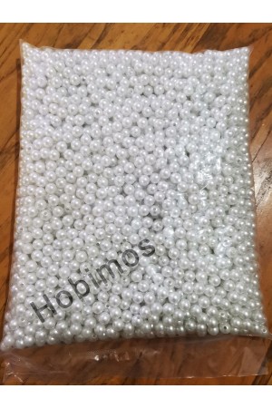 500gr 8mm Beyaz Renk A Kalite Plastik İnci Boncuk, Takı Yapım Boncuğu - Toptan