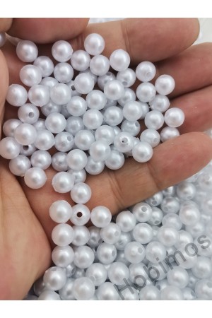 500gr 8mm Beyaz Renk A Kalite Plastik İnci Boncuk, Takı Yapım Boncuğu - Toptan