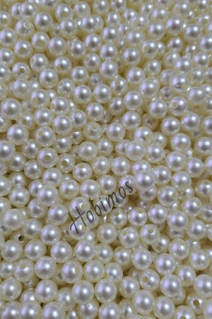 50 Gram 8 mm Krem Renk Plastik İnci Boncuk - Çanta, Aksesuar ve Takı Boncuğu