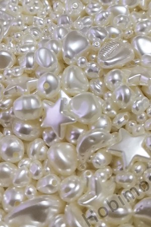 100 Gram Karışık Şekilli ve Yamuk Plastik İnci Boncuk - Takı Aksesuar Yapım Boncuğu