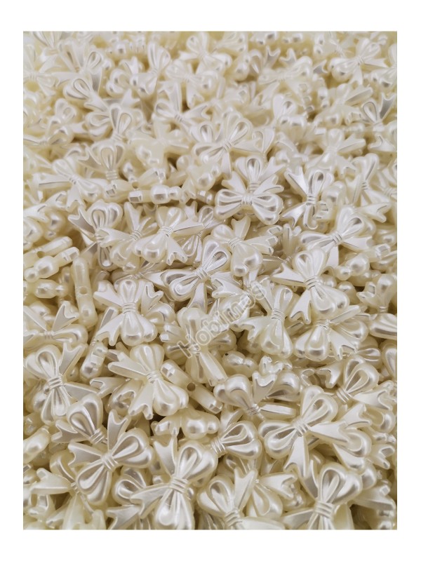 25 Adet 18 mm Krem Sedefli Kurdele Fiyonk İnci Boncuk