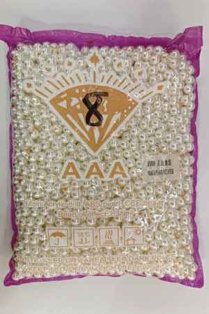 500 Gram 8 mm Krem Lux Kaplama Plastik İnci Boncuk - Takı Yapım Boncuğu
