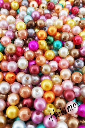 1000 Adet 8 mm Karışık Renkli İnci Boncuk - Takı, Aksesuar Yapım Boncuğu