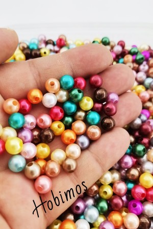 1000 Adet 8 mm Karışık Renkli İnci Boncuk - Takı, Aksesuar Yapım Boncuğu
