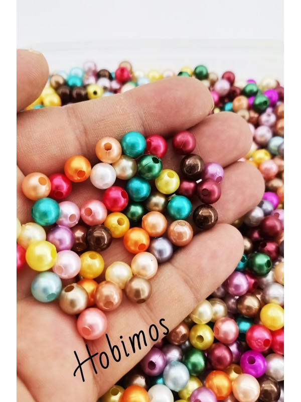 1000 Adet 8 mm Karışık Renkli İnci Boncuk - Takı, Aksesuar Yapım Boncuğu