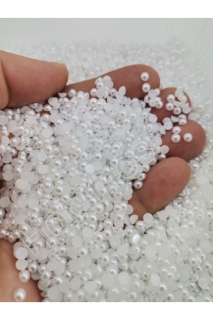 500 Adet 4 mm Beyaz Yarım İnci Boncuk - Küçük Boy Yarım İnci Boncuk