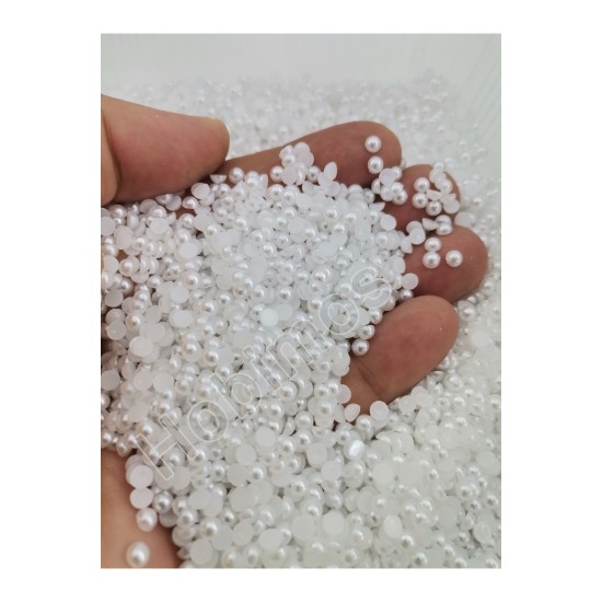 500 Adet 4 mm Beyaz Yarım İnci Boncuk - Küçük Boy Yarım İnci Boncuk